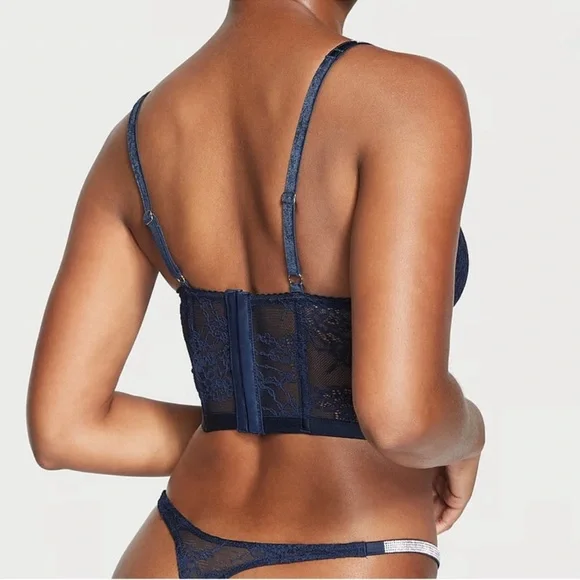 VICTORIA'S SECRET Dream Angels Lace & Velvet Corset Bra Top. 34C - Picture 2 of 9